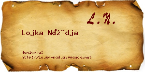 Lojka Nádja névjegykártya